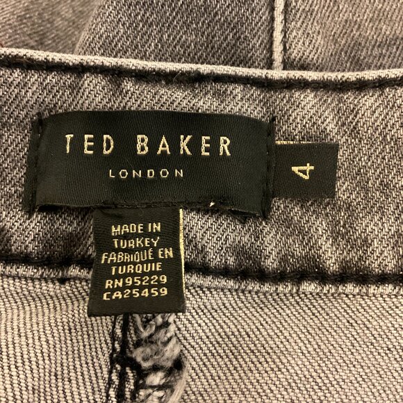 Ted Baker Denim Skirt 4 Gray US 10 Straight Pockets - Picture 9 of 9